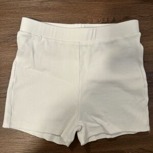 Princess Polly white ribbed shorts